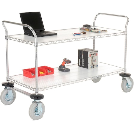 Nexel Chrome Utility Cart w/2 Shelves & Pneumatic Casters, 1200 lb. Cap, 36inL x 24inW x 42inH 806452